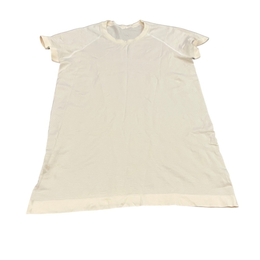 Lululemon Swiftly Tech Short Sleeve Shirt Womens 8 White Striped Crewneck Tee